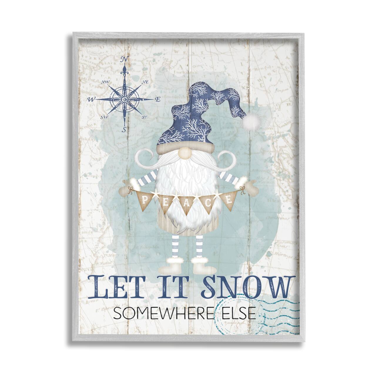 Stupell Industries Let It Snow Somewhere Else Gnome Framed Giclee Art